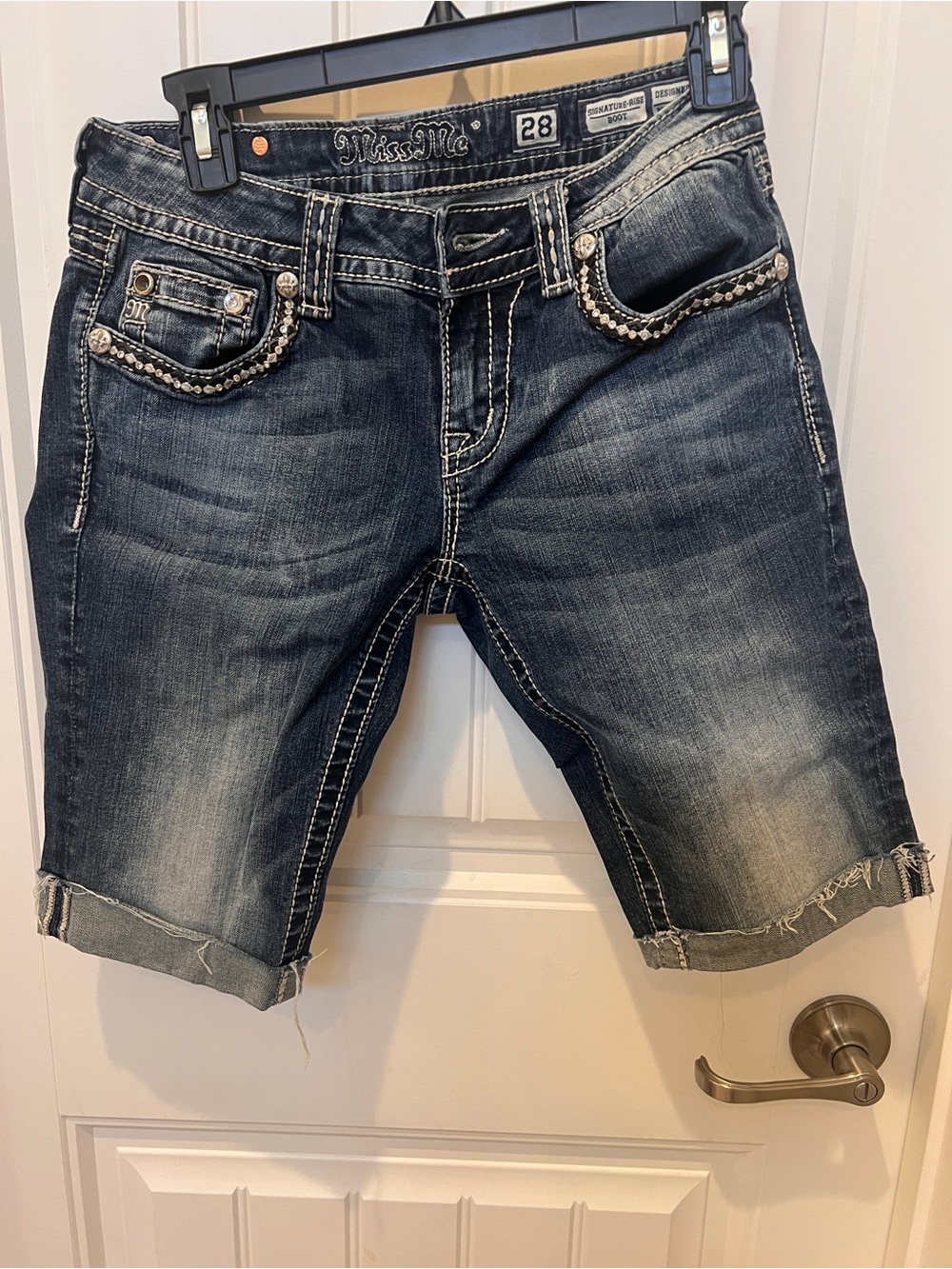 Miss Me Dark Blue Embellished Pocket Bootcut Jeans